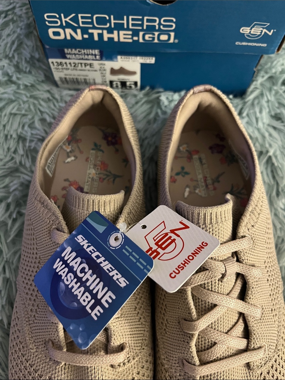 SKECHERS GO STEP LIGHT NIB Women's Knit Lace-Up Sneakers - Taupe Size 8.5 - Picture 2 of 9